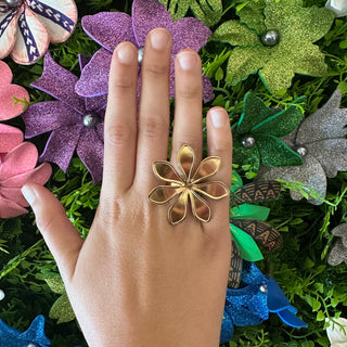 Bague ajustable - TIARE TAHITI  - Acier inoxydable - Gold.