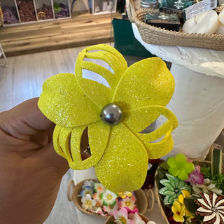 Fleur artisanale-Paillette-Jaune