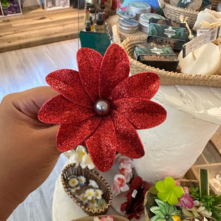 Fleur artisanale- Paillette-Rouge