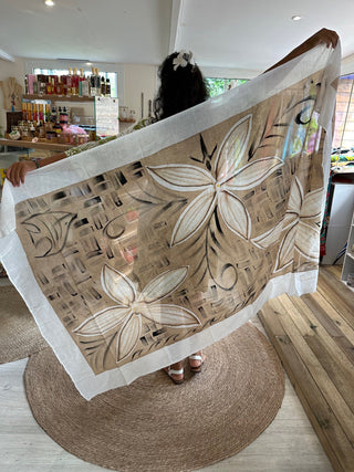 Paréo- TIARE TATOUÉ-Marron