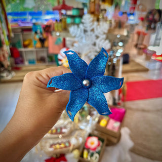 Fleurs pailletées - M8 - Bleu