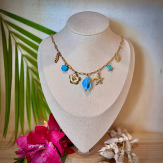 Collier breloques "Maïna" - Acier inoxydable doré