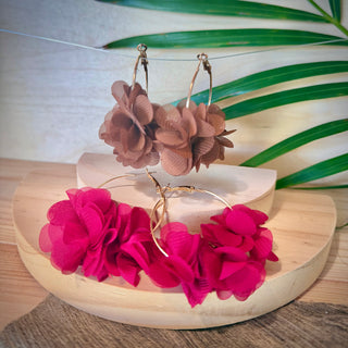 Boucles d’oreilles fleuris "Puanui" uni automne - Cuivre (Copie)