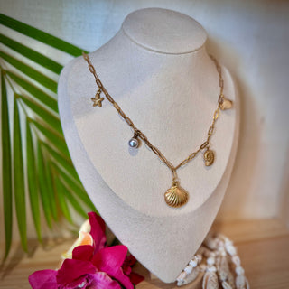 Collier breloques "Eva" - Acier inoxydable doré