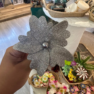 Fleur artisanale- Paillette-argent