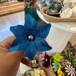 Fleur artisanale-Paillette-Bleu