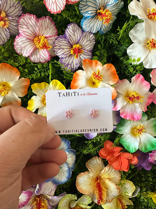 Boucles d’oreilles fleur "Tipanie Hi’o" uni - Acier inoxydable et céramique