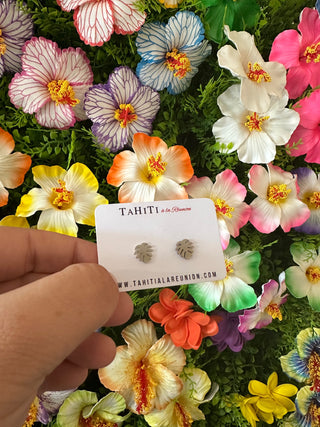 Clous d’oreilles feuille tropicale "Apeiti" - Acier inoxydable