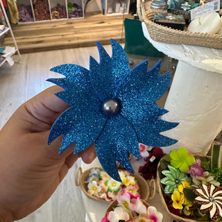 Fleur artisanale-Paillette-Bleu