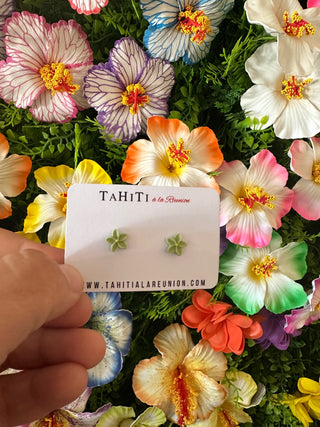 Boucles d’oreilles fleur "Tipanie Hi’o" uni - Acier inoxydable et céramique