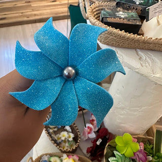 Fleur artisanale- Paillette-Bleu Ciel