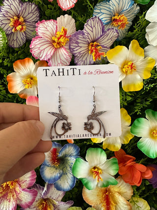 Boucles d'oreilles colibri "Manu Pi'ao" - Acier inoxydable