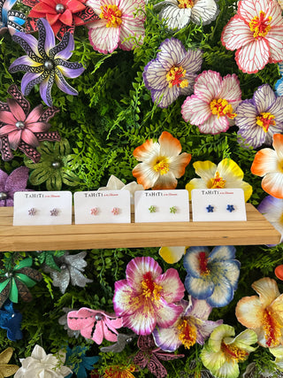 Boucles d’oreilles fleur "Tipanie Hi’o" uni - Acier inoxydable et céramique