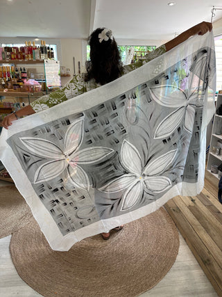 Pareo-TIARE TATOUÉ-Gris