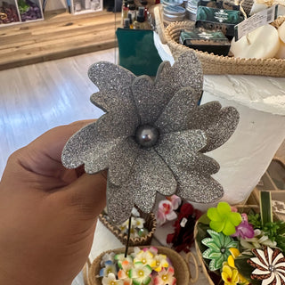 Fleur artisanale- Paillette-argent