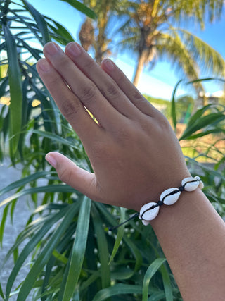 Bracelet (ou tour de cheville) coquillage - Ajustable - Black