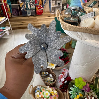 Fleur artisanale- Paillette-argent