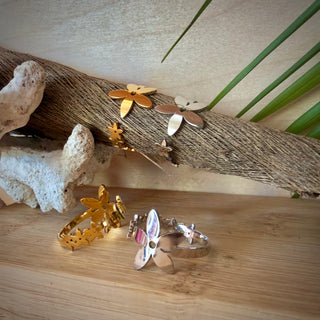Bague ajustable tiare "Ovaru" - Acier inoxydable