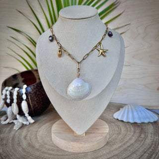 Collier acier inoxydable coquillages - Dépôt vente