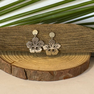 Boucles d'oreilles - Hibiscus "Zahia" - Acier inoxydable