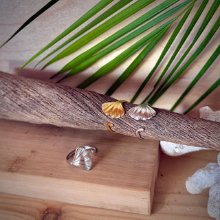 Bague ajustable fleurs tropicales "Adina" - Acier inoxydable