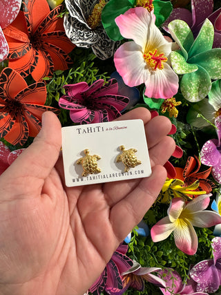 Clous d’oreilles tortue de mer "Ewa"  - Acier inoxydable