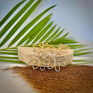 Boucles d’oreilles Fleur 'Tiare Tahiti"- Acier Inoxydable