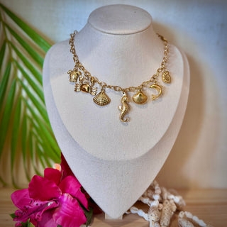 Collier breloques "Morgane" - Acier inoxydable doré