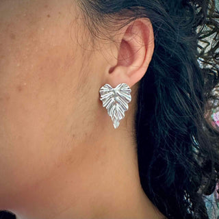 Boucles d’oreilles feuille songe "taro" - Acier inoxydable