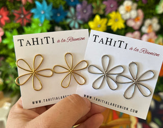 Boucles d’oreilles tropicale "Tiare" - Acier inoxydable