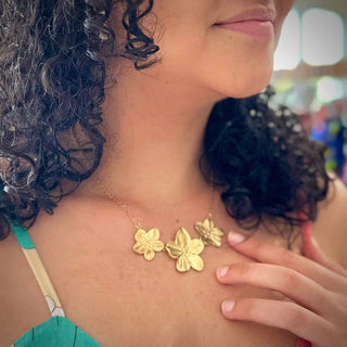 Collier fleur "Herenui" - Acier inoxydable