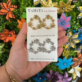 Boucles d’oreilles tropicale "Heitiare" - Acier inoxydable