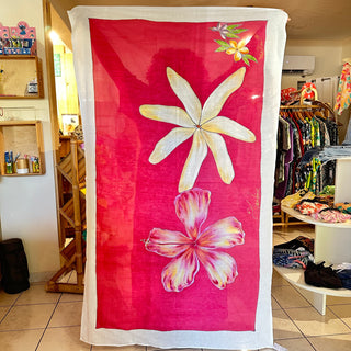 Paréo Artisanal Huahine - 100% Coton - Tiarenui Pink
