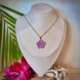 Collier breloques "Maya - Pink" - Acier inoxydable doré
