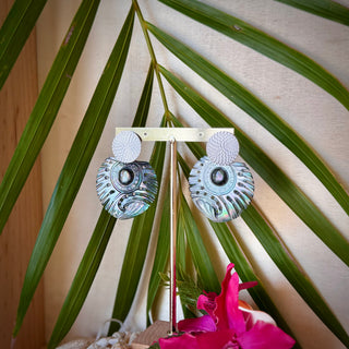 Boucles d'oreilles - Nacre gravée et sculptée