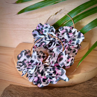 Boucles d’oreilles - Fleurs en tissu "Puanui XL" - Cuivre