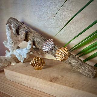 Bague ajustable coquillage "Oli" - Acier inoxydable