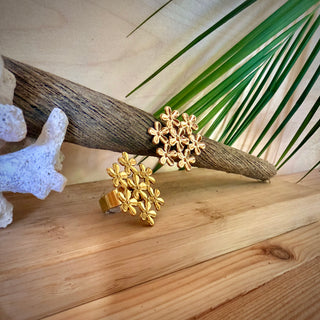 Bague ajustable - Tiare "Ovaru" - Acier inoxydable Gold