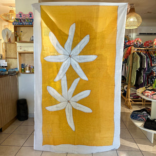 Paréo Artisanal Huahine - 100% Coton - Tiare Coral