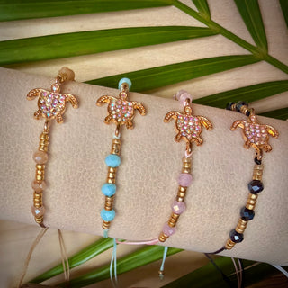 Bracelet minimaliste et ajustable - Cordon et tortue strass | n°2