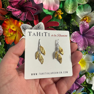 Boucles d’oreilles feuille "Iza" - Acier inoxydable