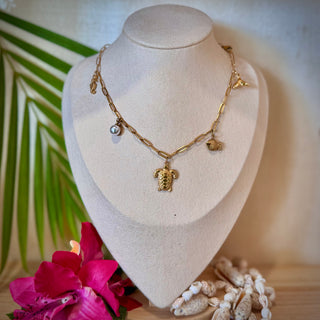 Collier breloques "Stefy" - Acier inoxydable doré