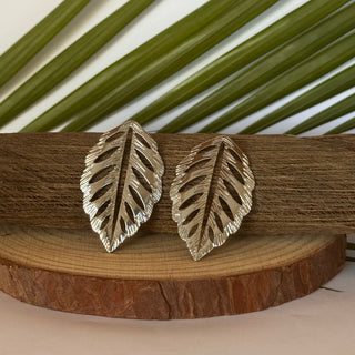 Boucles d'oreilles feuilles tropicales "Moïra" - Acier inoxydable