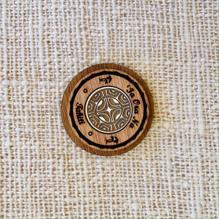 Magnet rond -  Ia ora na Tahiti - Bois gravé