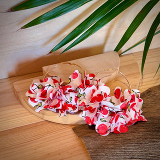 Boucles d’oreilles - Fleurs en tissu "Puanui XL" - Cuivre