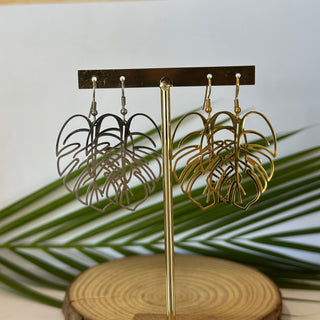 Boucles d’oreilles - Feuille tropicale "Kimi" - Acier inoxydable