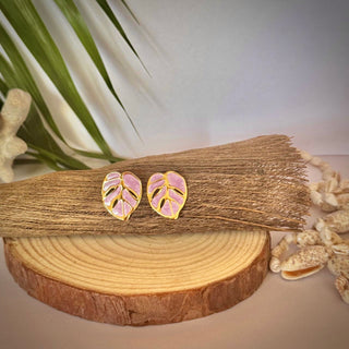 Boucles d’oreilles feuille tropicale "Mélina" - Acier inoxydable