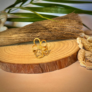 Bague ajustable Fleur - Acier inoxydable