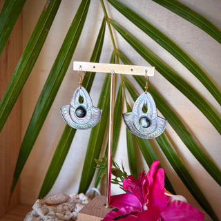 Boucles d’oreilles - Nacres sculptées et gravées - Acier Inoxydable
