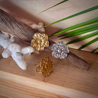Bague fleur tropicale - Aly - Acier Inoxydable